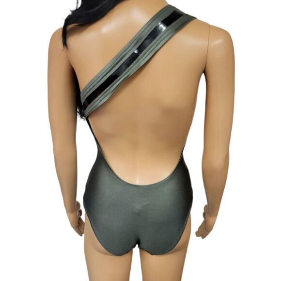 Gun Metal and Patent Leather Swimsuit - Picture 3 of 3